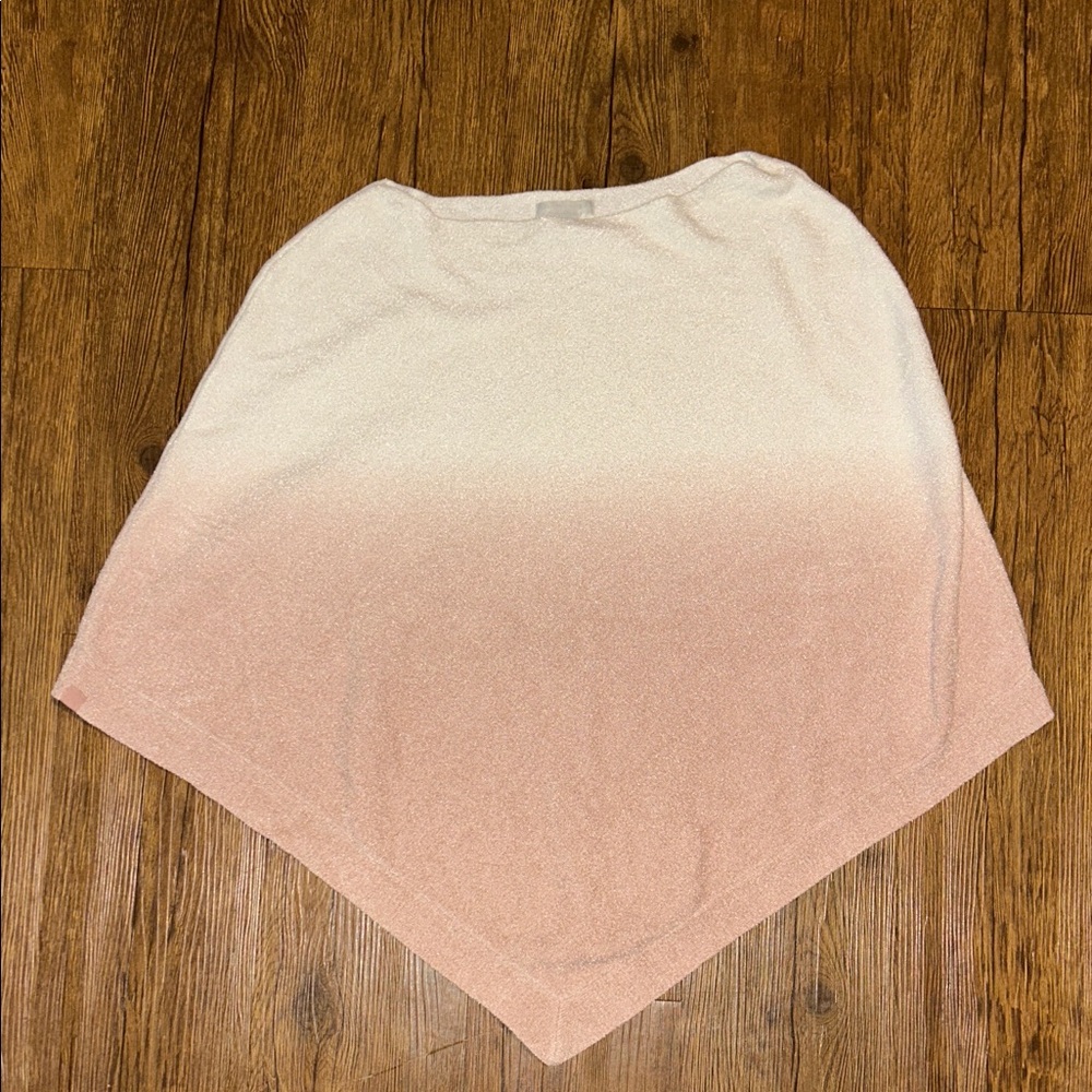 Barefoot Dreams Cream and Pink Asymmetrical poncho